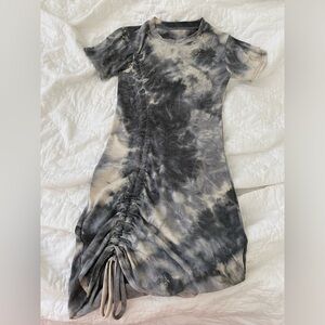 Mock neck ruched side bodycon dress